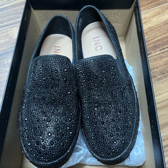 INC Sz 7 Lenna Black Bling Slip-On Heat Set Stone Embellished Sneakers - Picture 13 of 14